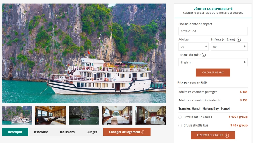 Bateau dans la baie de Bai Tu Long Vietnam