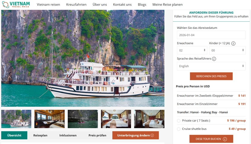 Boot in der Bai Tu Long Bucht Vietnam