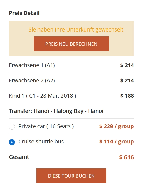 Buchen Sie eine Kreuzfahrt in der Halong Bucht in Vietnam
