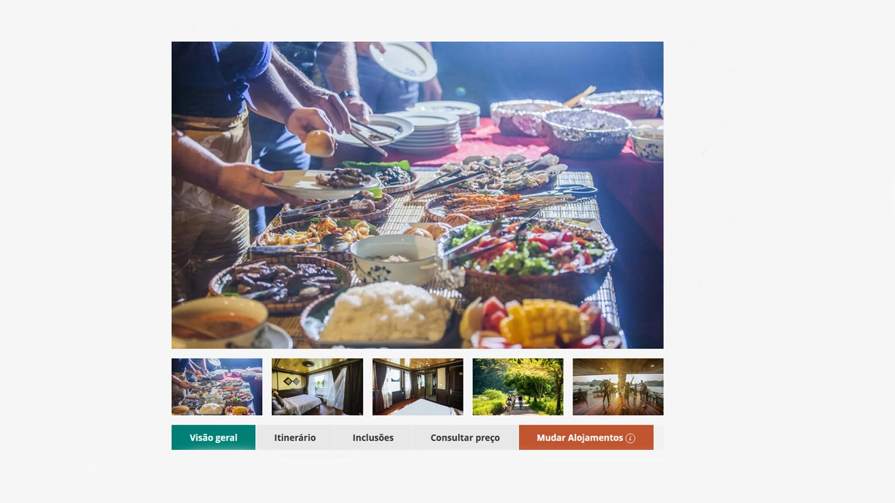 Clique na guia Alterar acomodações Cruzeiros Baía de Lan Ha