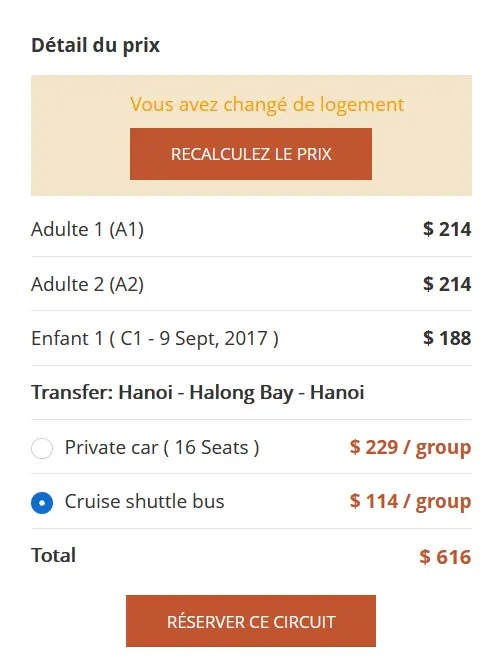 Réservez une croisière dans la baie de Halong Vietnam