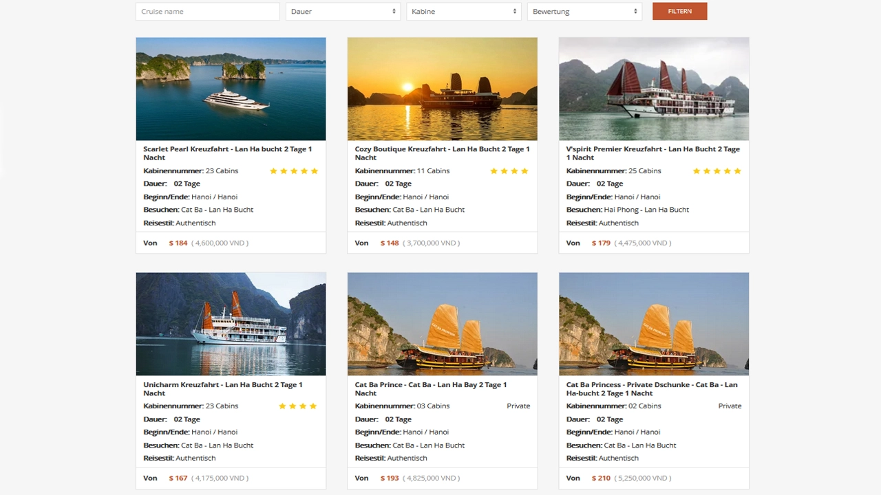 Suchen Sie sich ein Boot in der Lan Ha Bucht Vietnam