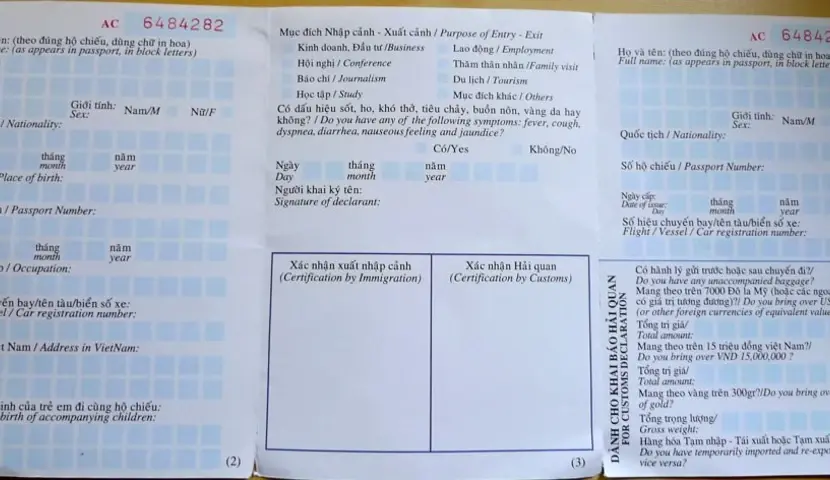 Vietnam Arrival Card