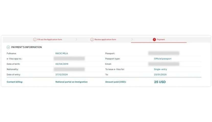 Vietnam Evisa Payment